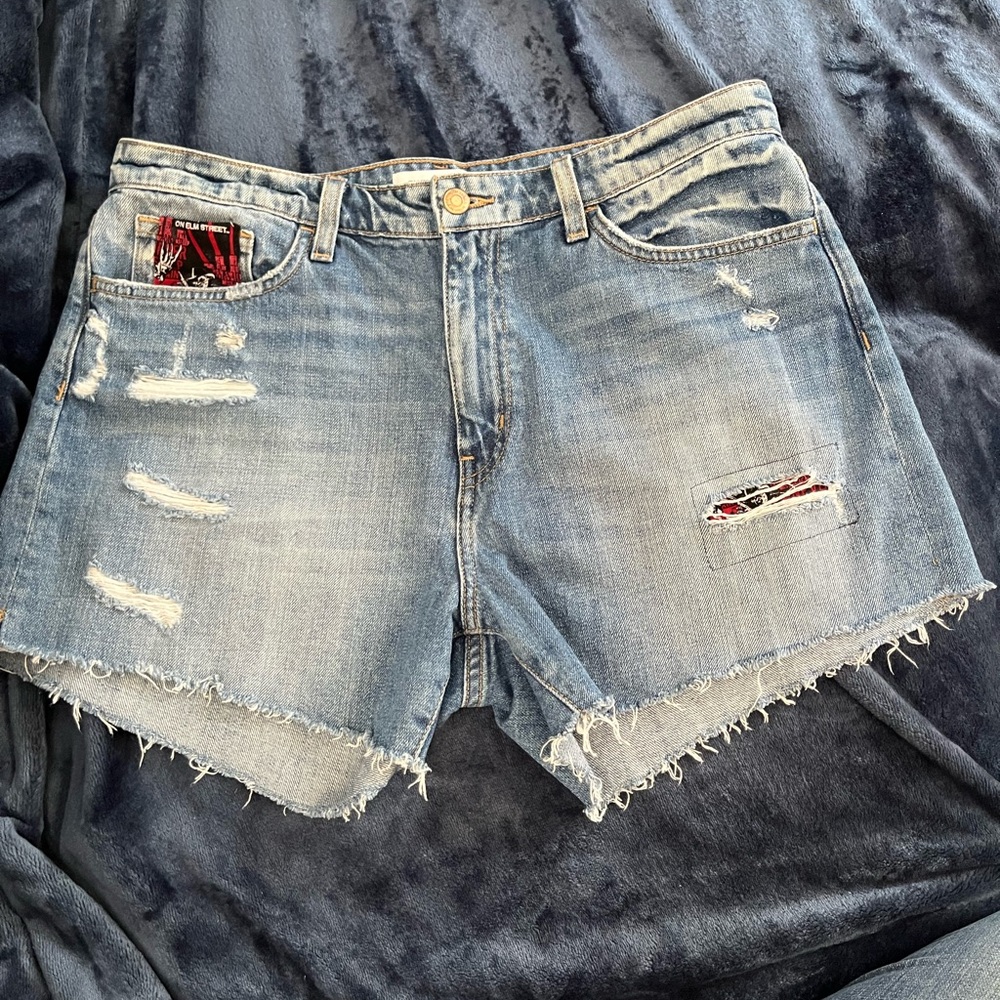 Nightmare on Elm St. Distressed Denim Shorts